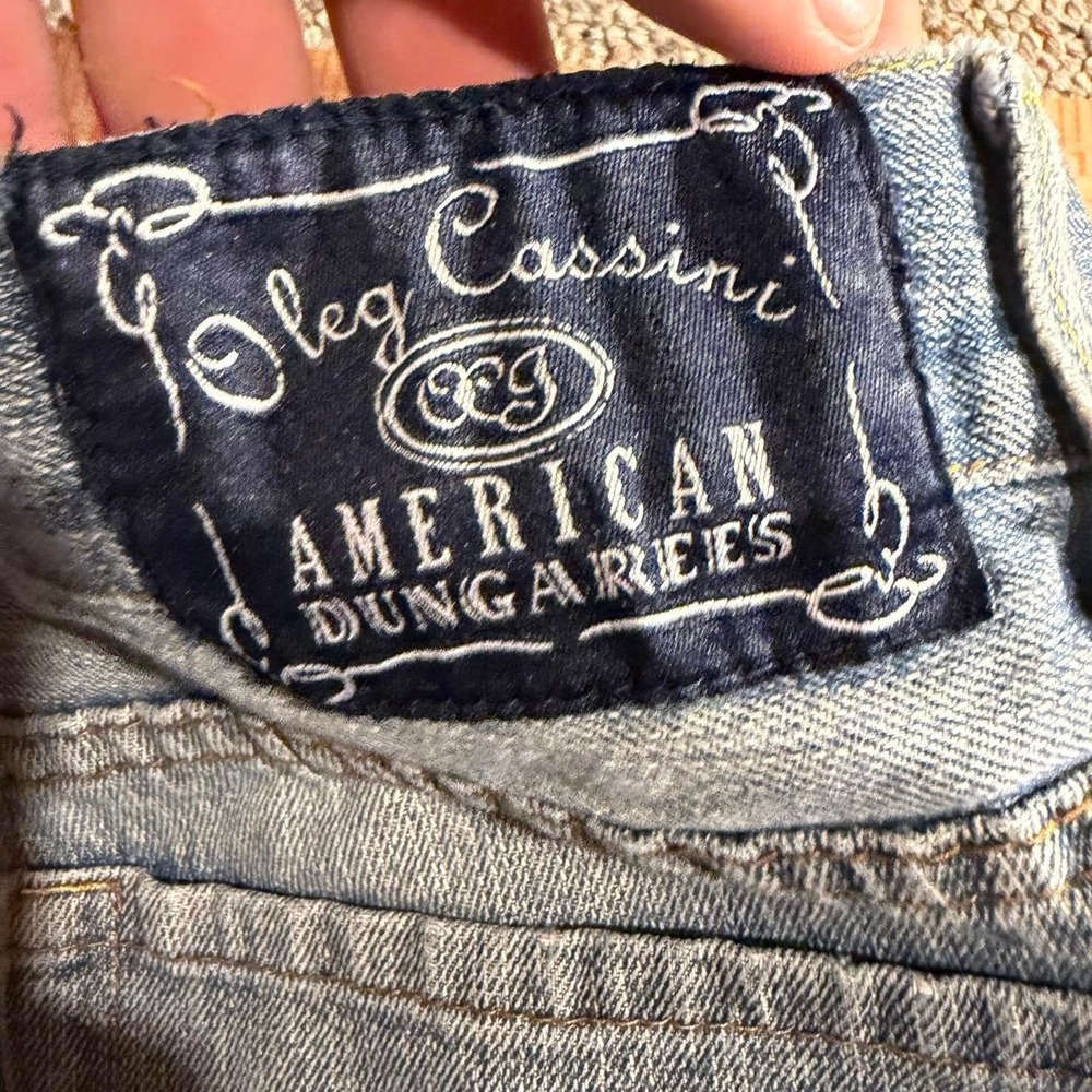Oleg Cassini American Dungarees Mens Baggy Wide Leg Y2K Light Wash Jeans 38x31 - Picture 3 of 7